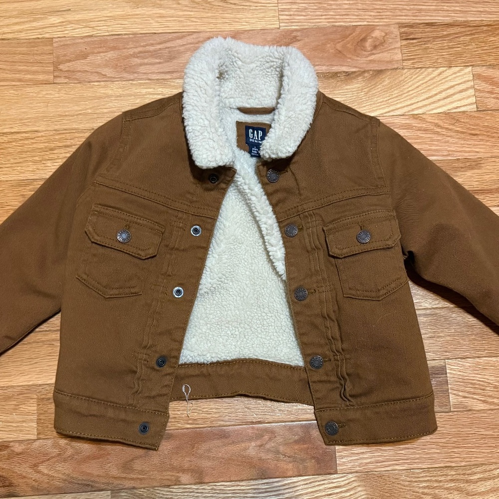Baby Gap boys 3T brown fleece-lined jacket